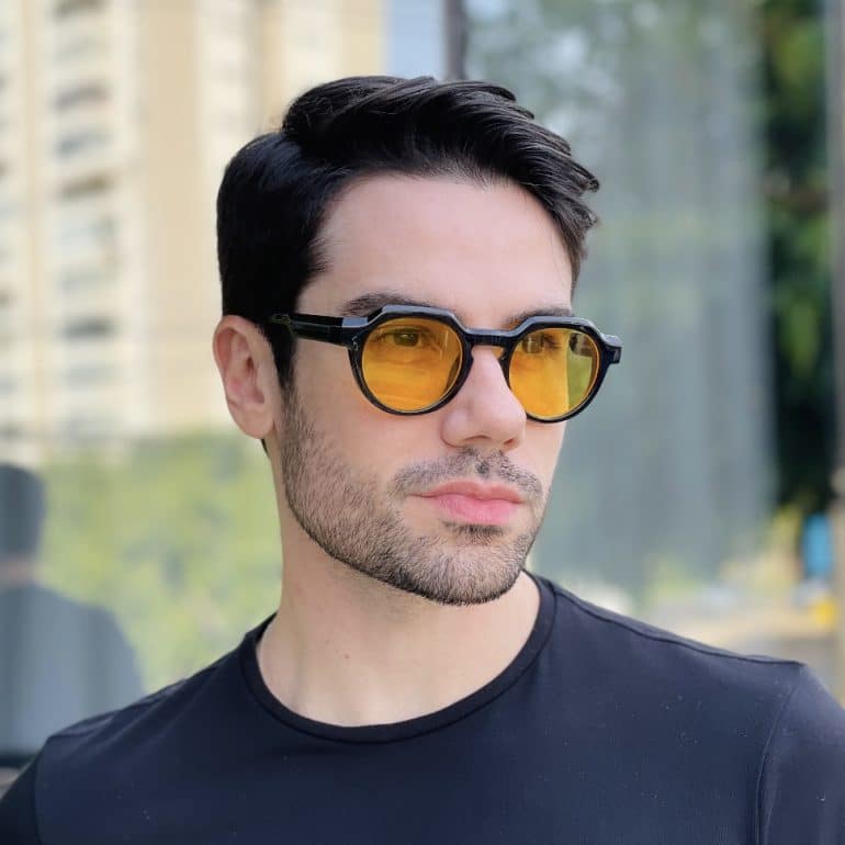 safine com br oculos de sol masculino redondo amarelo cadu