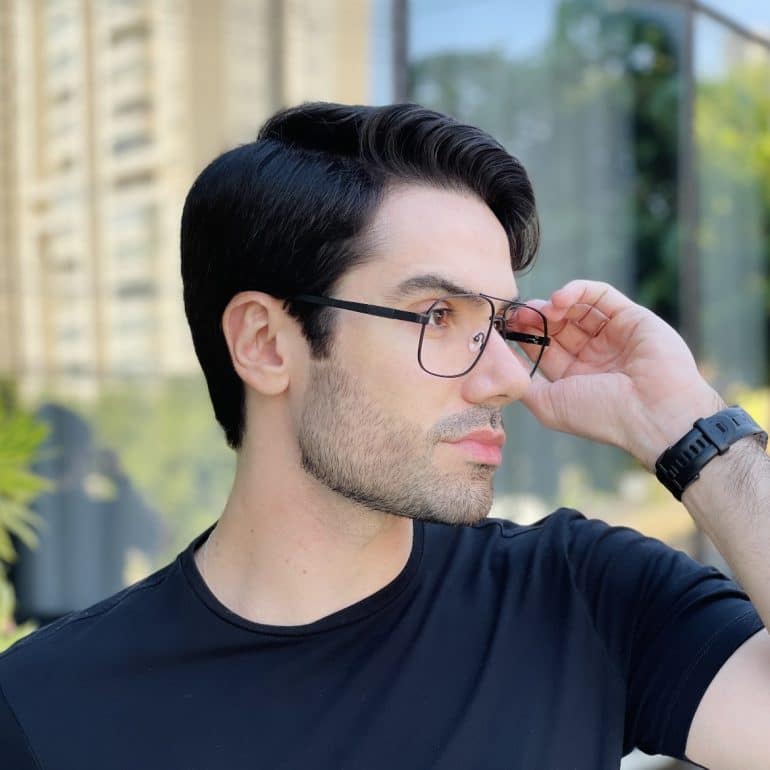 safine com br oculos de grau masculino aviador preto fosco yuri 2 0 2