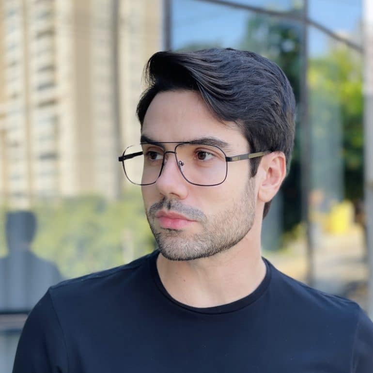 safine com br oculos de grau masculino aviador preto fosco yuri 2 0 3