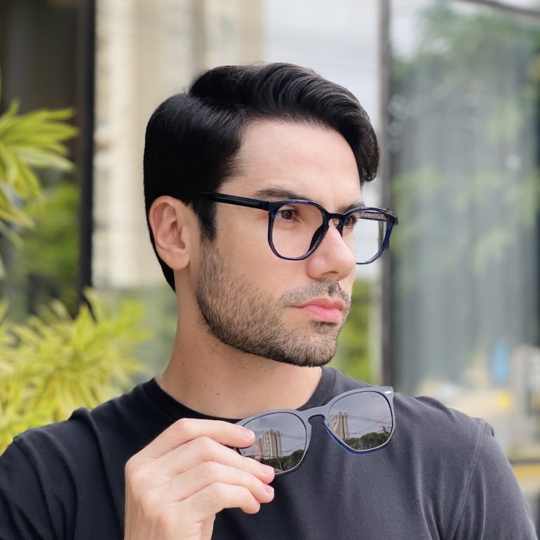 safine com br oculos 2 em 1 clip on masculino hexagonal azul juliano 2 0 1