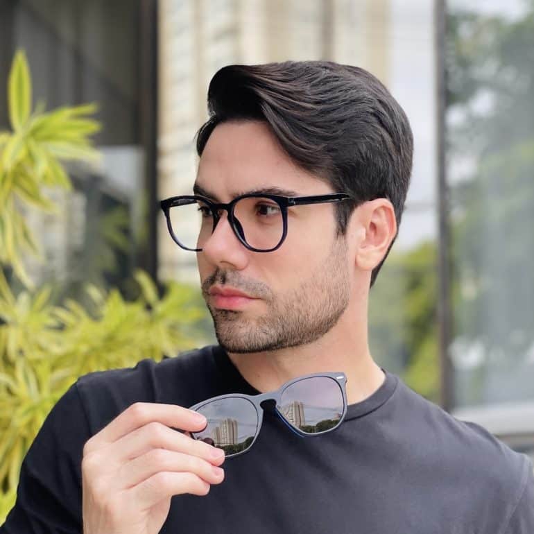 safine com br oculos 2 em 1 clip on masculino hexagonal azul juliano 2 0 2
