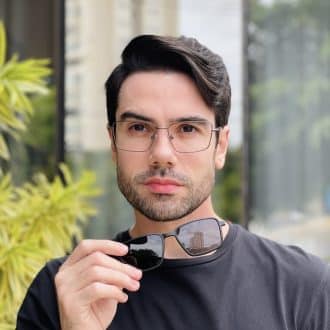safine com br oculos 2 em 1 clip on masculino retangular grafite emanuel