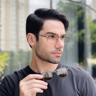 safine com br oculos 2 em 1 clip on masculino retangular marrom emanuel 1