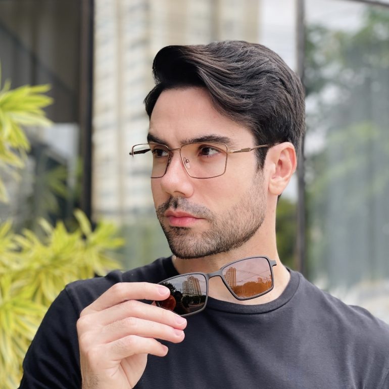 safine com br oculos 2 em 1 clip on masculino retangular marrom emanuel 2