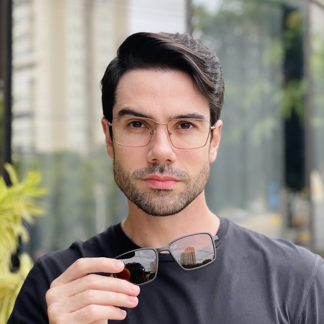 safine com br oculos 2 em 1 clip on masculino retangular marrom emanuel