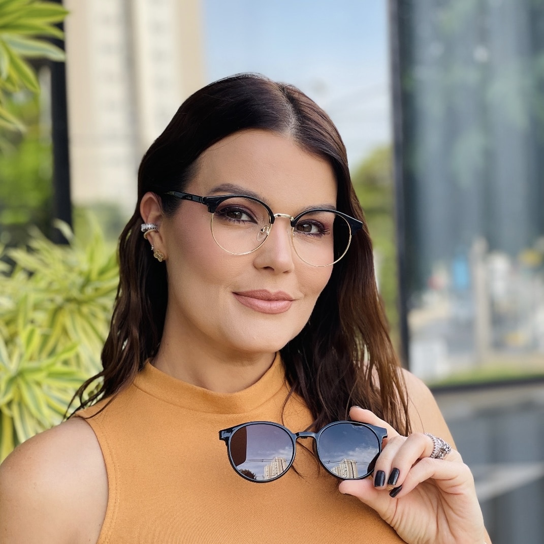 safine com br oculos 2 em 1 clip on redondo preto e dourado polly