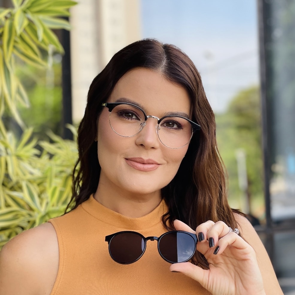 safine com br oculos 2 em 1 clip on redondo preto e prata polly