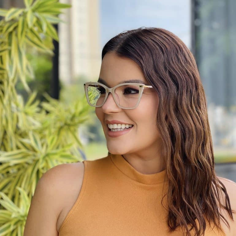 safine com br oculos de grau feminino gatinho bege karen 1