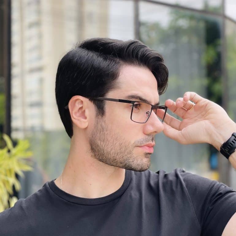 safine com br oculos de grau masculino retangular preto fosco benicio 2