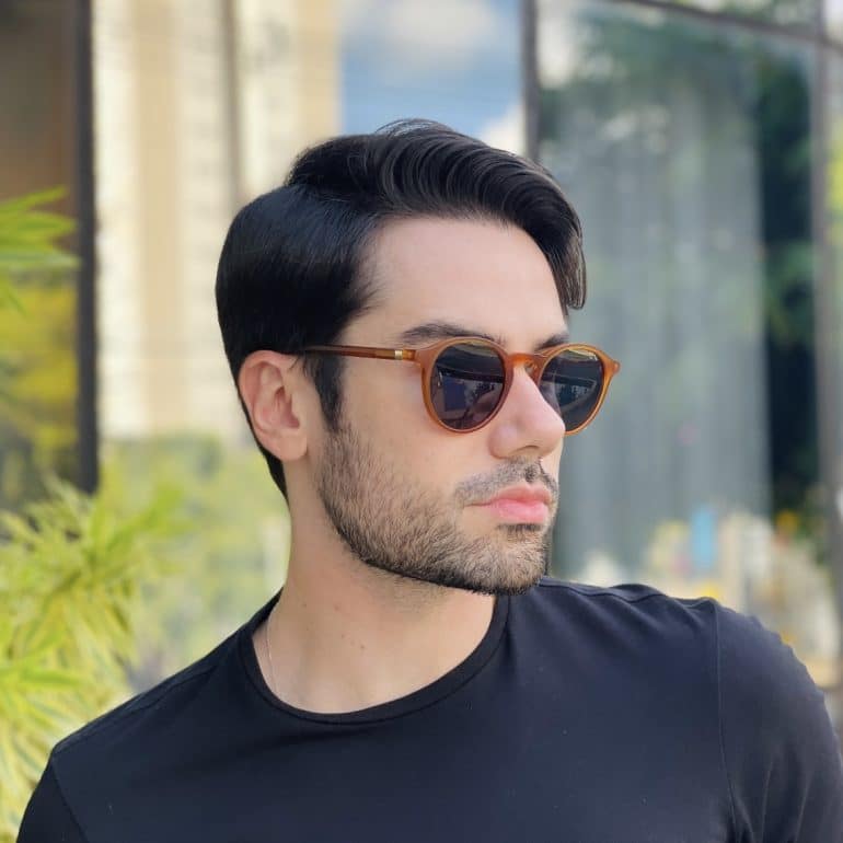 safine com br oculos de sol masculino redondo marrom fosco arthur 1