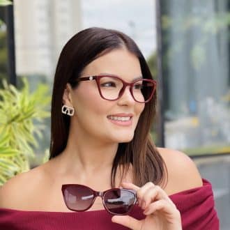safine com br oculos feminino 2 em 1 clip on gatinho marsala manuela 2