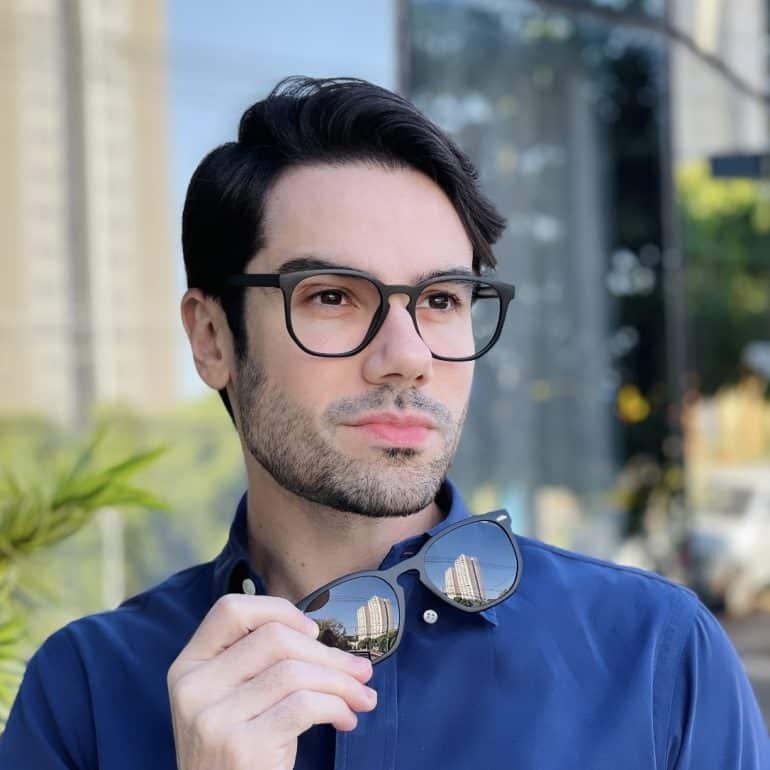 safine com br oculos 2 em 1 clip on masculino hexagonal preto fosco juliano 1
