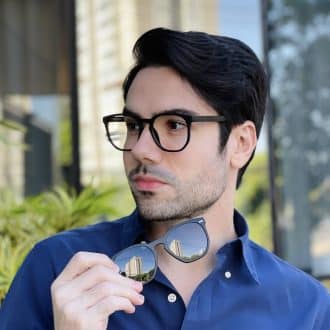 safine com br oculos 2 em 1 clip on masculino hexagonal preto fosco juliano 2
