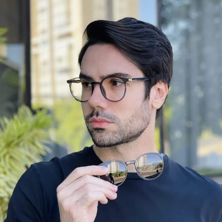 safine com br oculos 2 em 1 clip on masculino redondo cinza joao 2