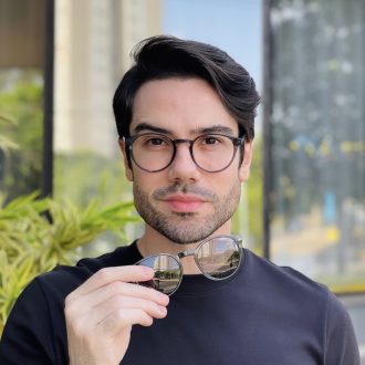 safine com br oculos 2 em 1 clip on masculino redondo cinza paulo