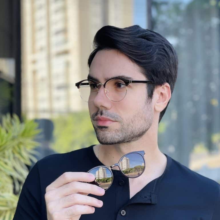 safine com br oculos 2 em 1 clip on masculino redondo marrom marcos 2