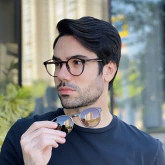 safine com br oculos 2 em 1 clip on masculino redondo marrom paulo 2