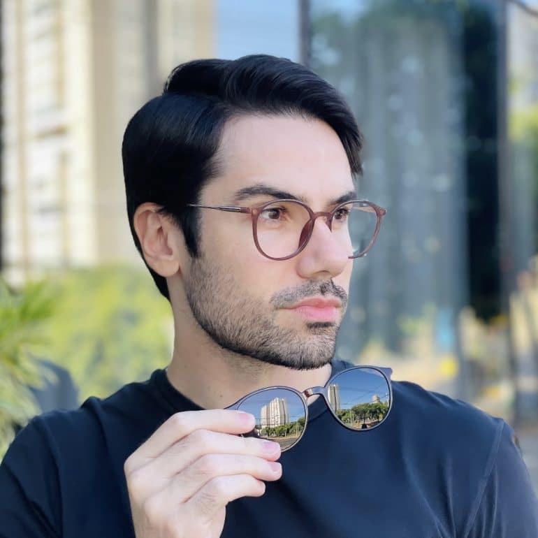 safine com br oculos 2 em 1 clip on masculino redondo marrom rui 3 0 1