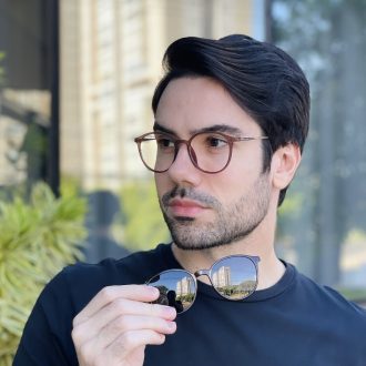 safine com br oculos 2 em 1 clip on masculino redondo marrom rui 3 0 2