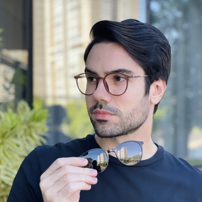 safine com br oculos 2 em 1 clip on masculino redondo marrom rui 3 0 2