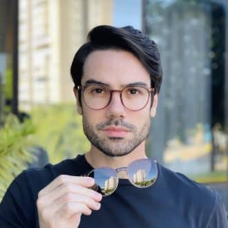 safine com br oculos 2 em 1 clip on masculino redondo marrom transparente joao