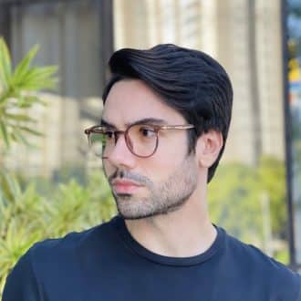safine com br oculos 2 em 1 clip on masculino redondo marrom transparente joao 5
