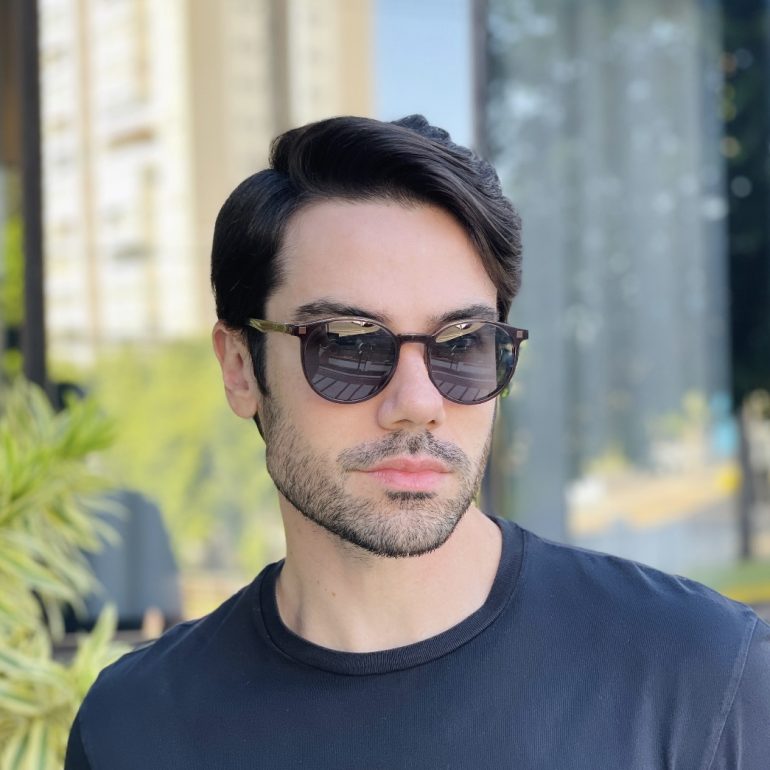 safine com br oculos 2 em 1 clip on masculino redondo marrom transparente joao 6