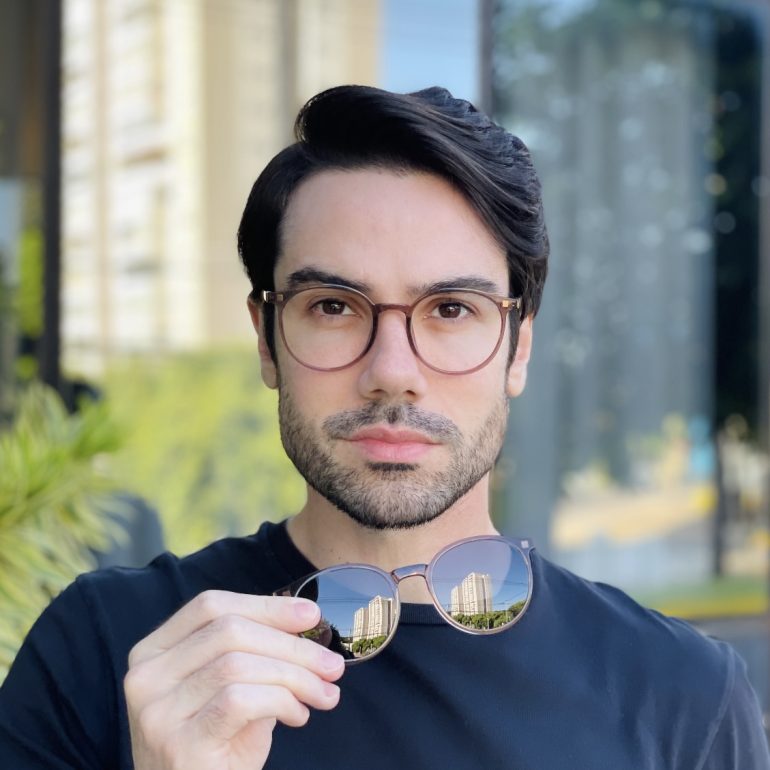 safine com br oculos 2 em 1 clip on masculino redondo marrom transparente joao