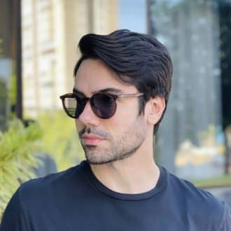safine com br oculos 2 em 1 clip on masculino redondo marrom transparente joao 8