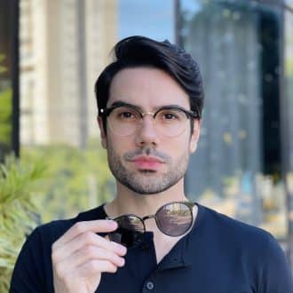 safine com br oculos 2 em 1 clip on masculino redondo preto e dourado marcos