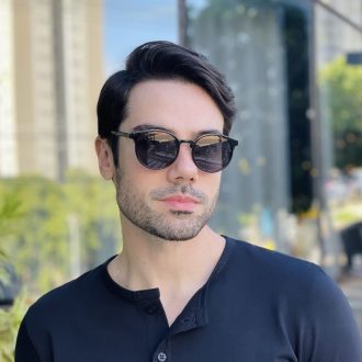 safine com br oculos 2 em 1 clip on masculino redondo preto e dourado marcos 6