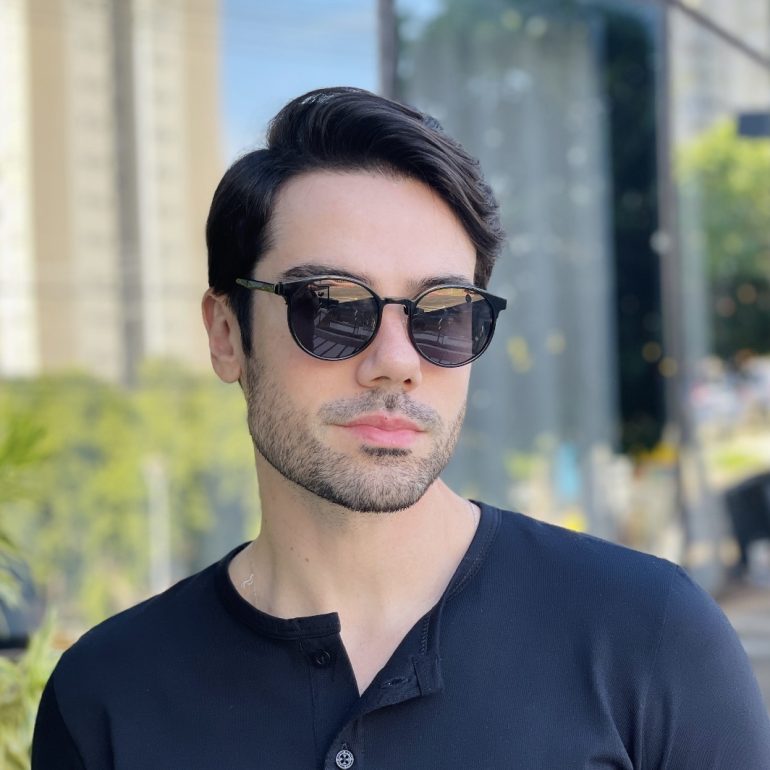 safine com br oculos 2 em 1 clip on masculino redondo preto e dourado marcos 6