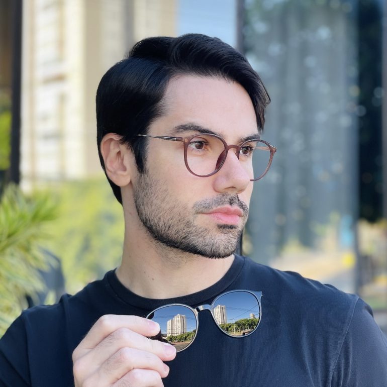 safine com br oculos 2 em 1 clip on masculino redondo preto e marrom rui 1