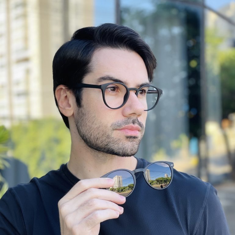 safine com br oculos 2 em 1 clip on masculino redondo preto fosco paulo 1