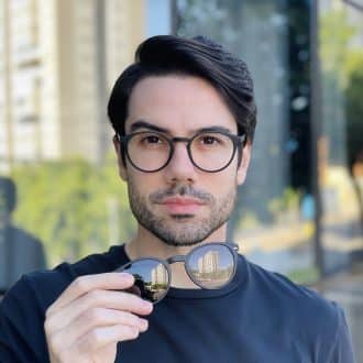 safine com br oculos 2 em 1 clip on masculino redondo preto fosco paulo