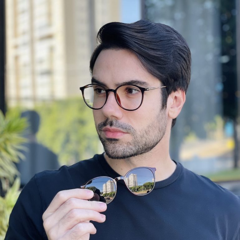 safine com br oculos 2 em 1 clip on masculino redondo tartaruga e marrom rui 2