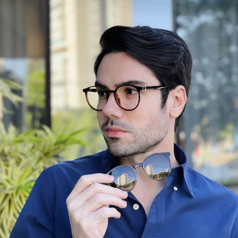 safine com br oculos 2 em 1 clip on masculino redondo tartaruga joao 1