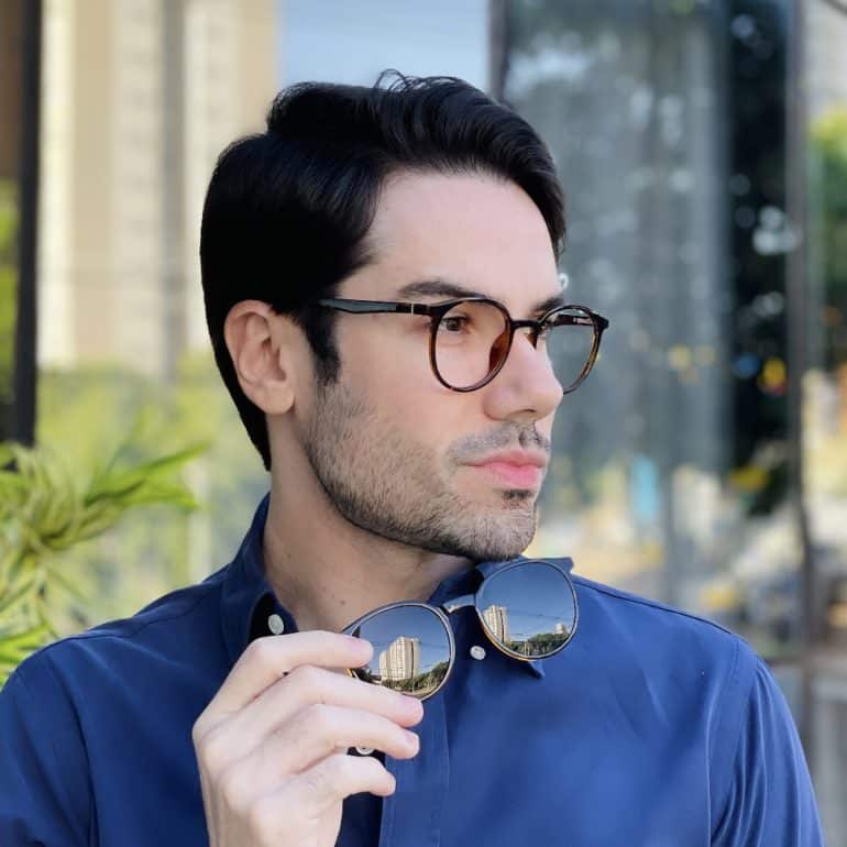 safine com br oculos 2 em 1 clip on masculino redondo tartaruga joao 2