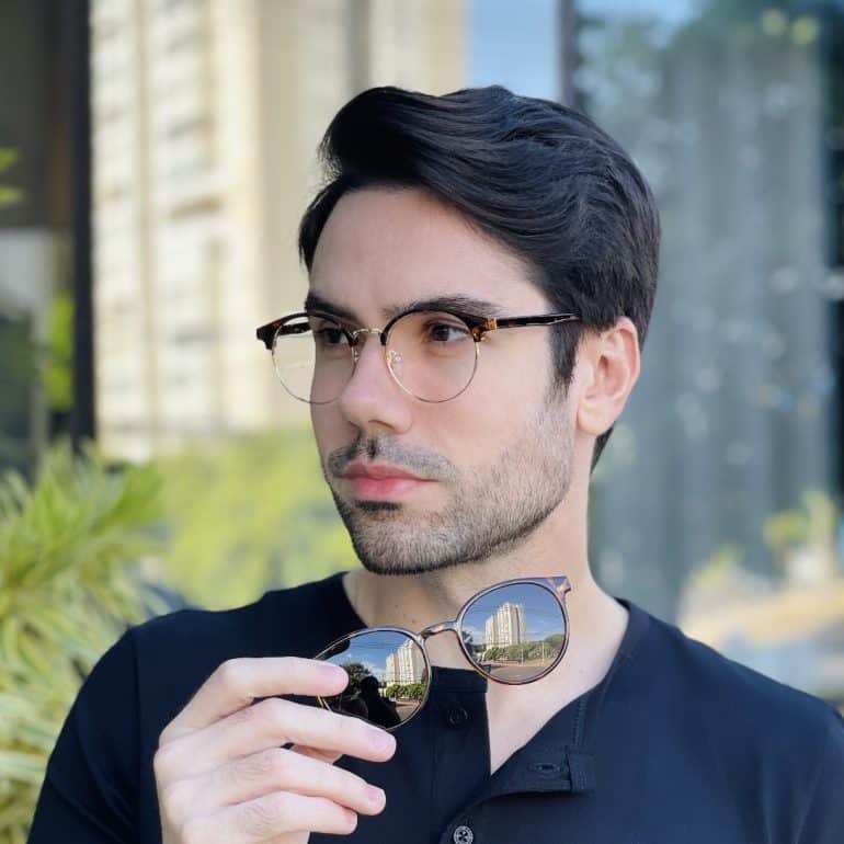 safine com br oculos 2 em 1 clip on masculino redondo tartaruga marcos 2