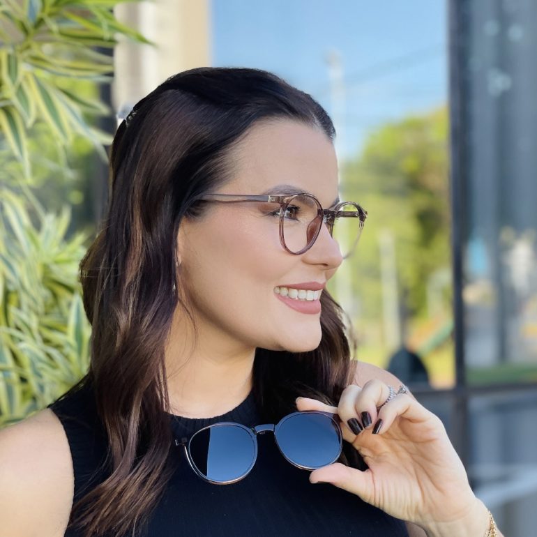 safine com br oculos 2 em 1 clip on redondo marrom transparente melissa 2