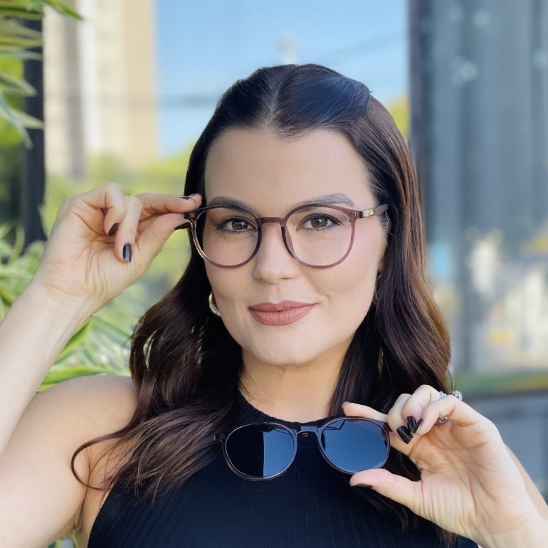 safine com br oculos 2 em 1 clip on redondo marrom transparente melissa