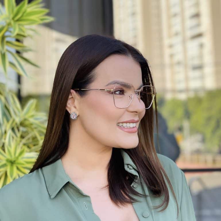safine com br oculos de grau feminino quadrado marrom thais 2