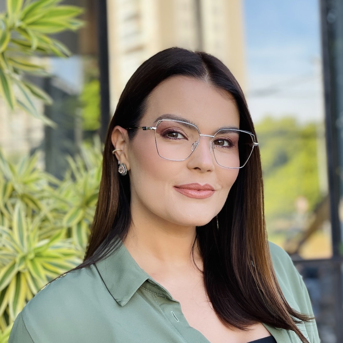 safine com br oculos de grau feminino quadrado preto e prata thais