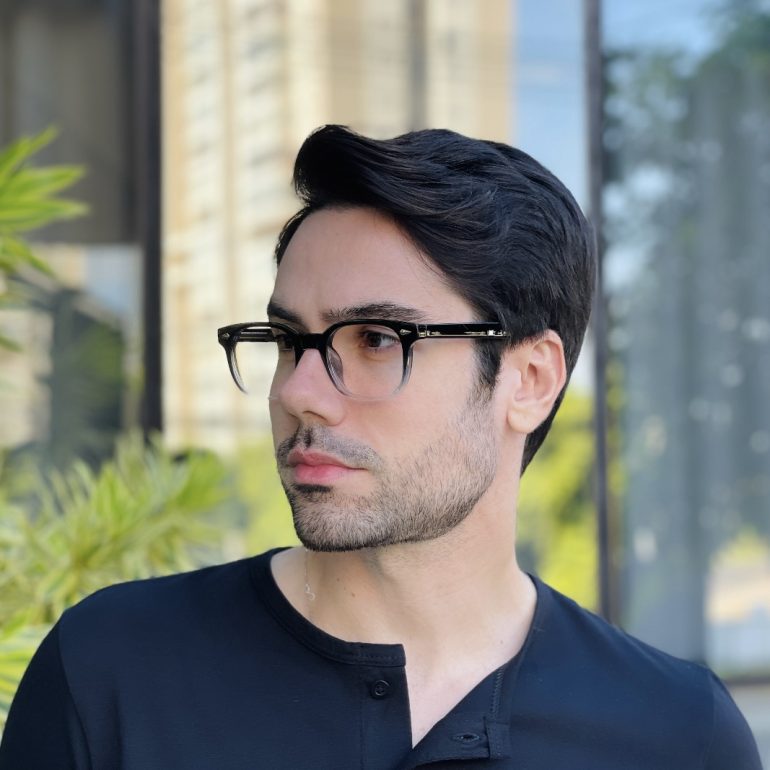 safine com br oculos de grau masculino quadrado preto transparente oliver 3