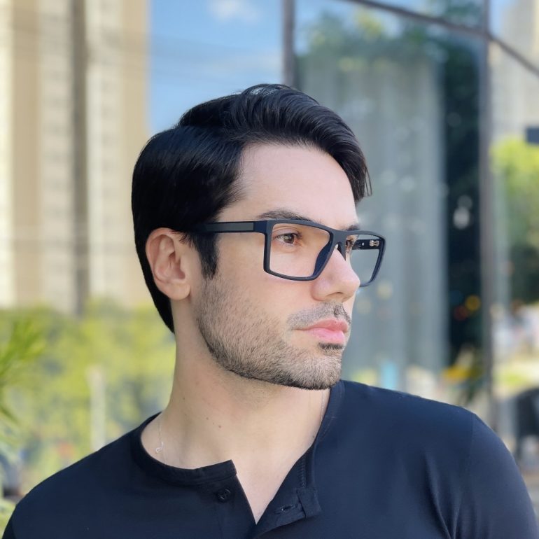 safine com br oculos de grau quadrado preto e azul benjamin 2 0 2