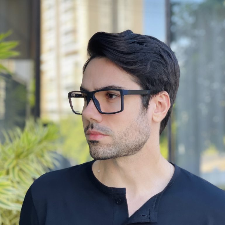 safine com br oculos de grau quadrado preto e azul benjamin 2 0 3