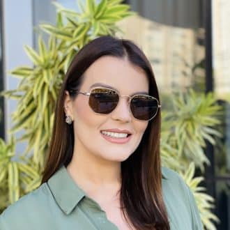 safine com br oculos de sol feminino hexagonal dourado julia