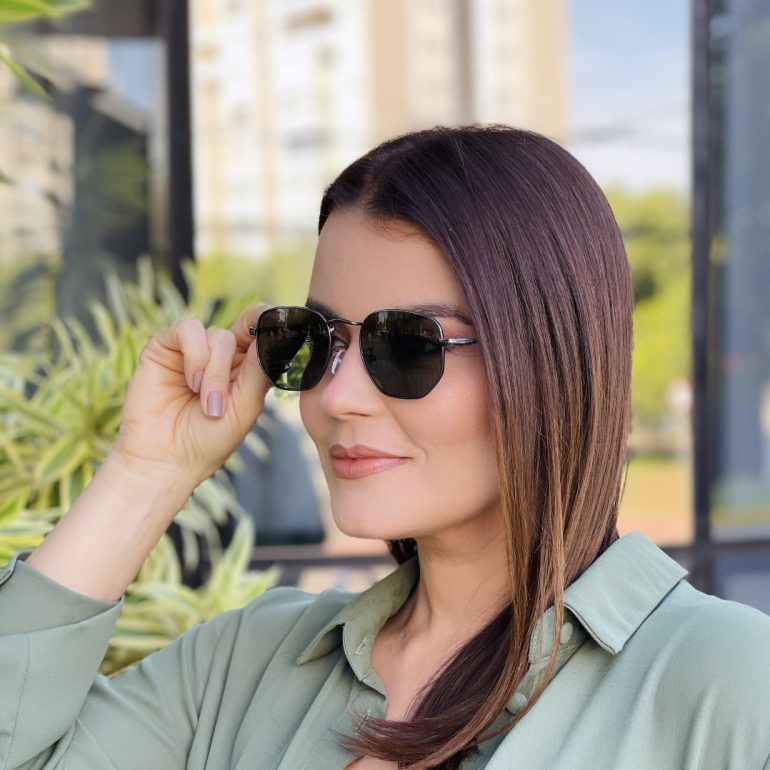 safine com br oculos de sol feminino hexagonal grafite julia 1