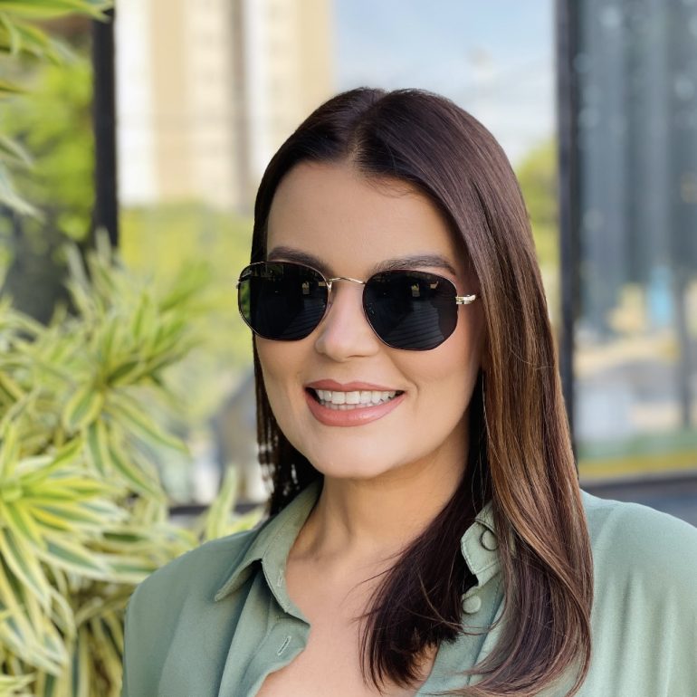 safine com br oculos de sol feminino hexagonal marrom julia 2