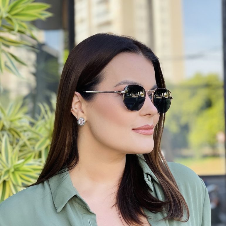 safine com br oculos de sol feminino hexagonal marrom julia 3